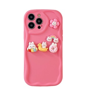 Ốp viền sóng hồng gắn charm xinh đáng yêu cho iphone từ 6 đến 15 promax xx1578
