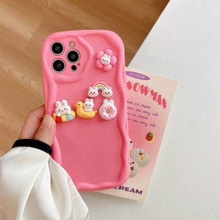 Ốp viền sóng hồng gắn charm xinh đáng yêu cho iphone từ 6 đến 15 promax xx1578