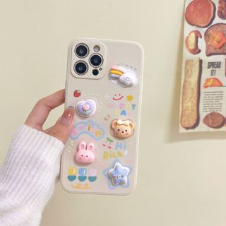 Ốp nhựa dẻo gắn charm thỏ ngôi sao tim đám mây cho iphone từ 6 đến 15promax xx1579