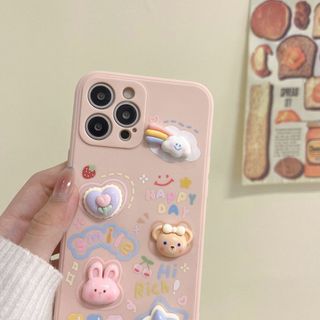 Ốp nhựa dẻo gắn charm thỏ ngôi sao tim đám mây cho iphone từ 6 đến 15promax xx1579