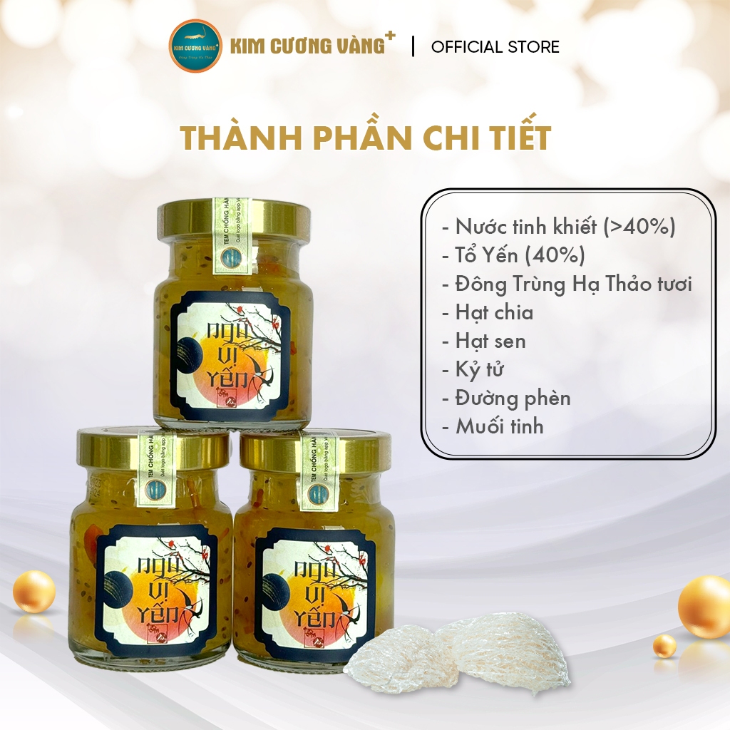Ảnh Yến Chưng Ngũ Vị Hạt Chia Hạt Sen Kỷ Tử Đông Trùng Hạ Thảo Kim Cương Vàng Dưỡng Da (6 Lọ/ x 70ml/Lọ) 4