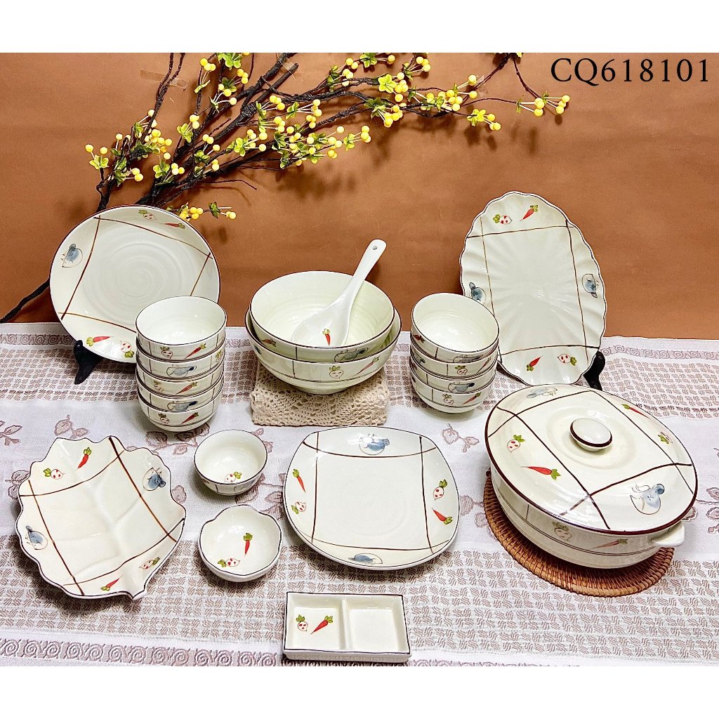 Bộ Bát Đĩa Gốm Sứ Gosu Cao Cấp Họa Tiết Rau Củ Quả - Xuất Xứ Bát Tràng ...