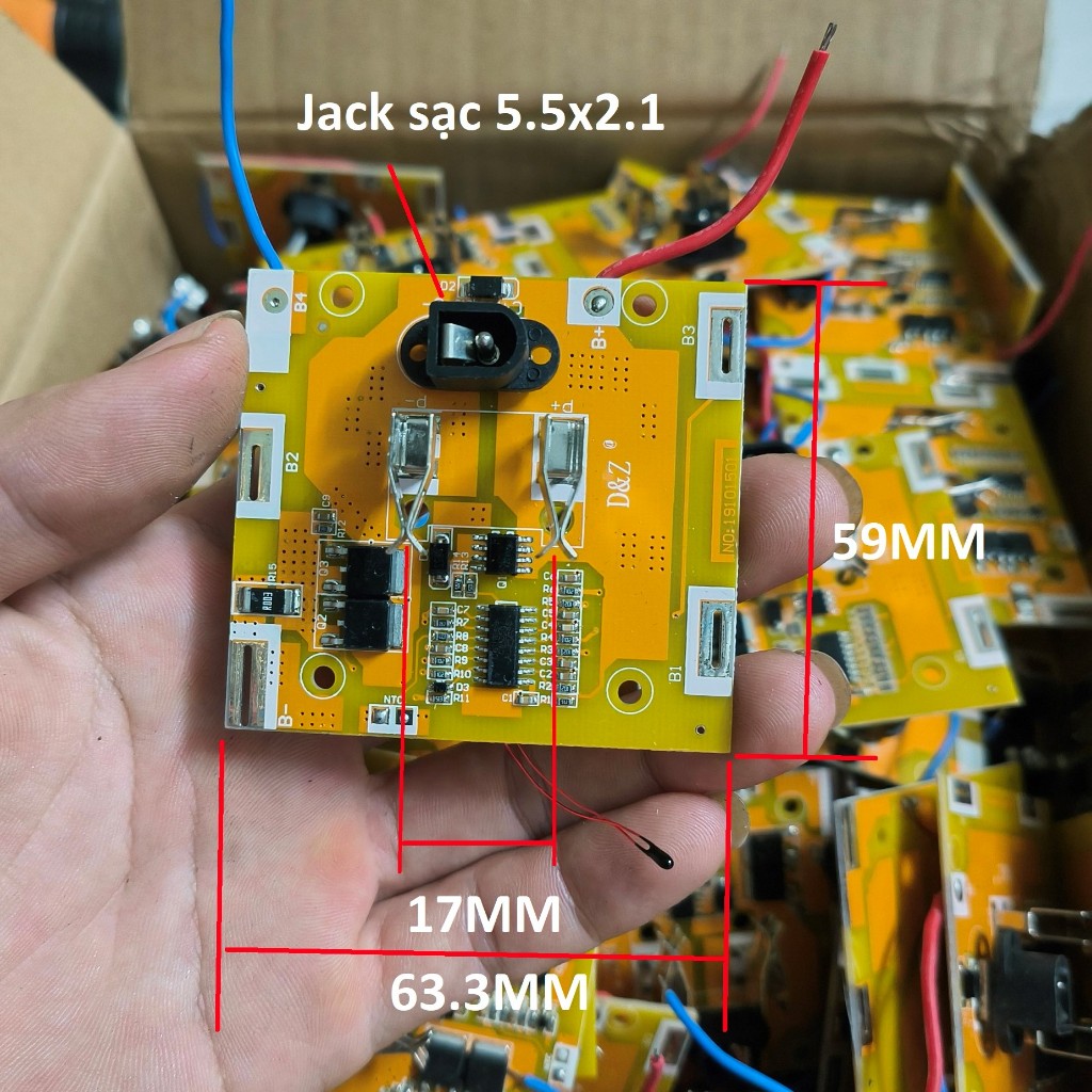 Mạch 5S 18V / 21V 45A Vàng. Chân pin 17mm Dùng cho máy TQ chân sạc ...