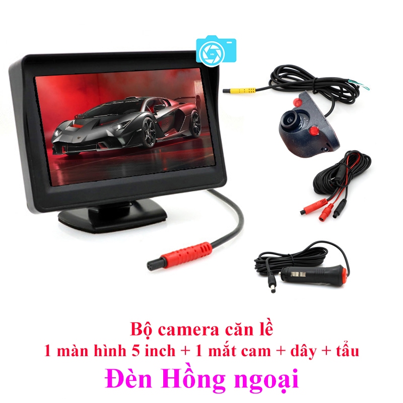 Bộ camera căn lề, màn hình 5 inch, camera dán gương, chỉ việc cắm tẩu ...