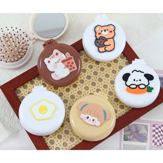 Gương Lược Mini 2 In 1 Chải Tóc Gỡ Rối Trang Điểm Cầm Tay Gấp Gọn Cute Timo GL05