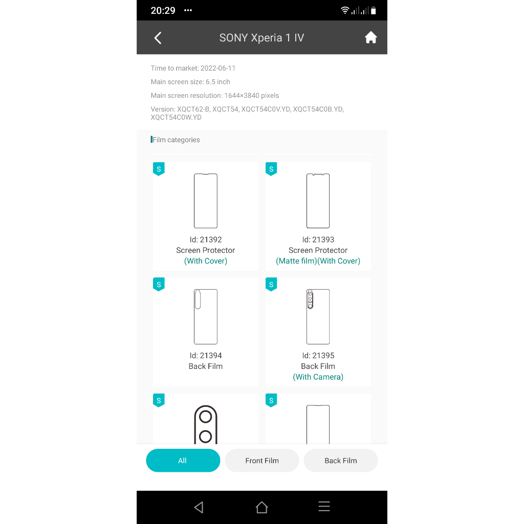Dán PPF Sony Xperia 1 IV, 10 IV, 5 IV, Pro I, 1 III, 10 III, 5 III, 1 II, 10 II, 5 II, 1, 5, XZ3, XZ2, XZ Pre, XZ2