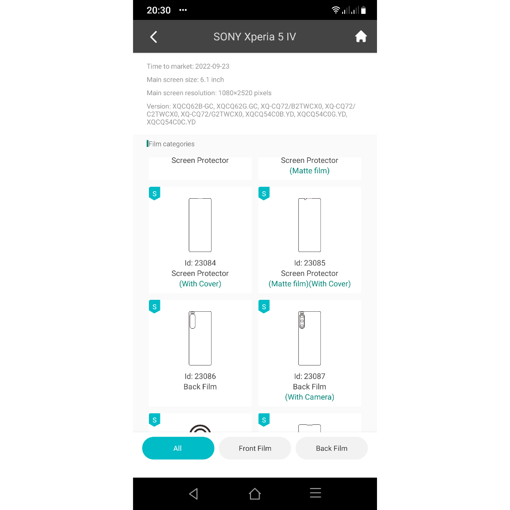 Dán PPF Sony Xperia 1 IV, 10 IV, 5 IV, Pro I, 1 III, 10 III, 5 III, 1 II, 10 II, 5 II, 1, 5, XZ3, XZ2, XZ Pre, XZ2