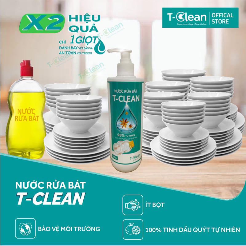 Nước Rửa Bát T-Clean(Tclean) 95% thiên nhiên, Không Khô Da Tay, an toàn ...