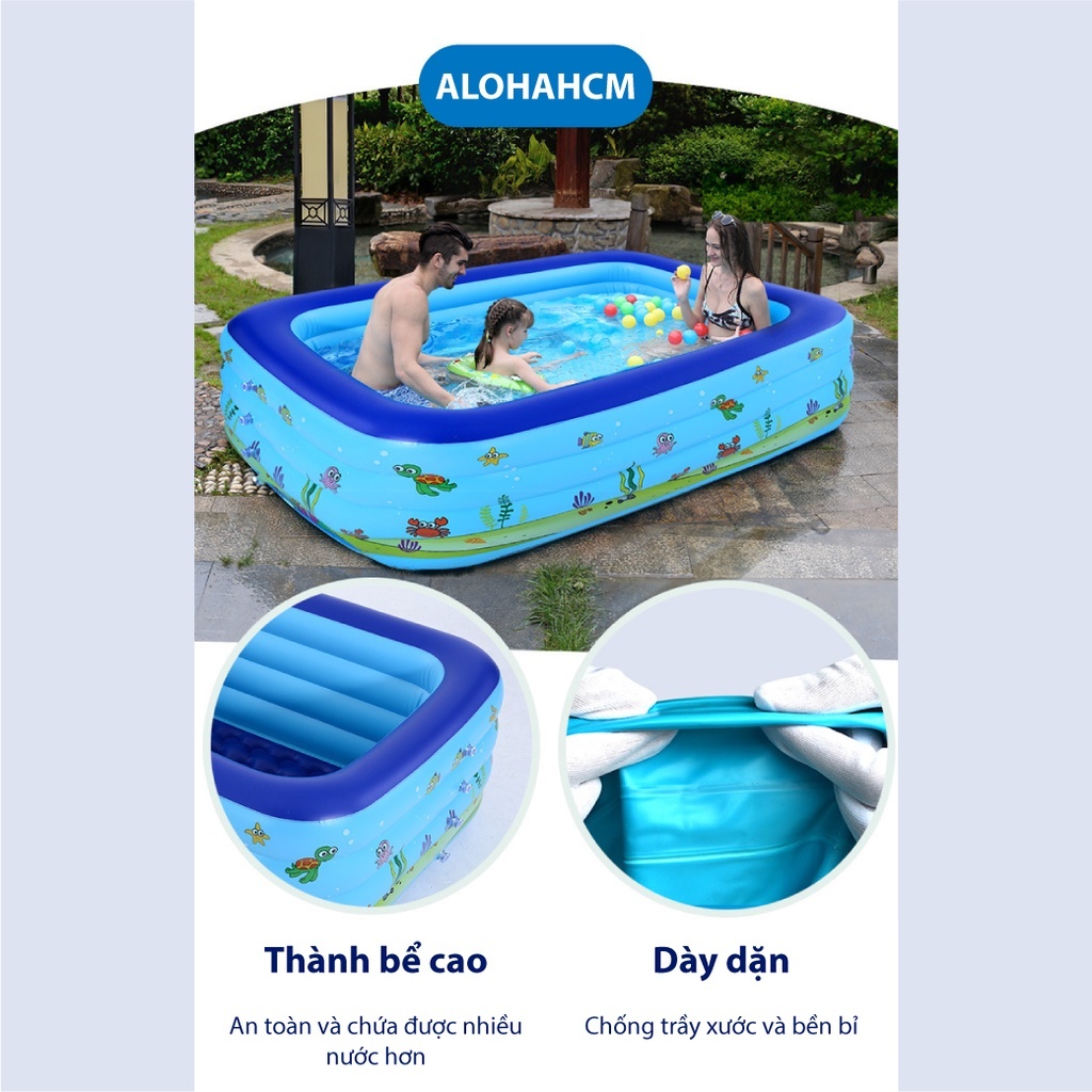 Hồ bơi phao, bể bơi mini KAW 3 Tầng, Thành Cao, Chống Trượt