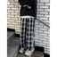 Quần Kẻ Nữ Ống Rộng Cạp Chun Caro Lưng Cao Dáng Rộng Ống Suông Ulzzang Full Màu
