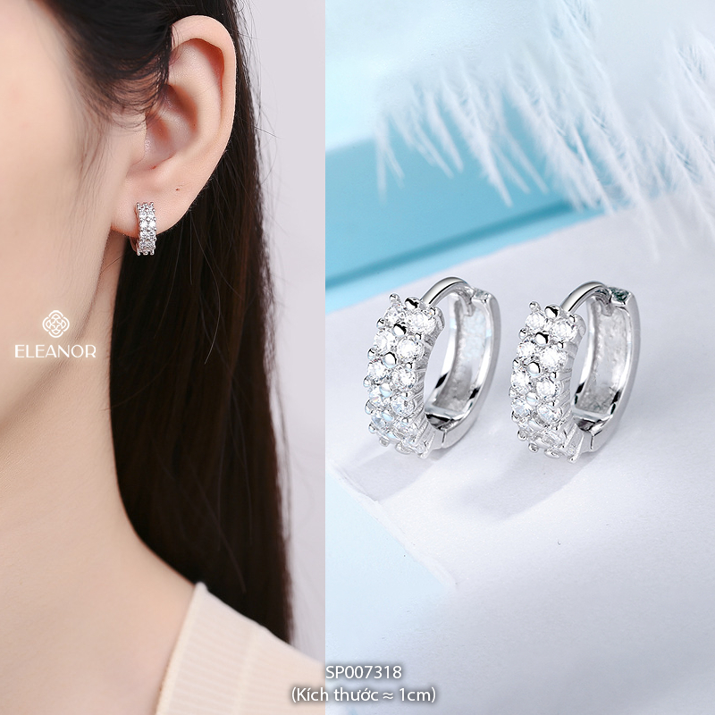 Khuyên tai nữ tròn chuôi bạc 925 Eleanor Accessories đính đá phụ kiện trang sức bông tai basic 7310