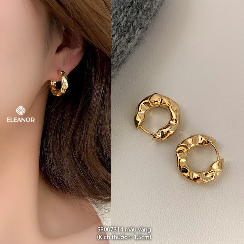 Khuyên tai nữ tròn chuôi bạc 925 Eleanor Accessories đính đá phụ kiện trang sức bông tai basic 7310