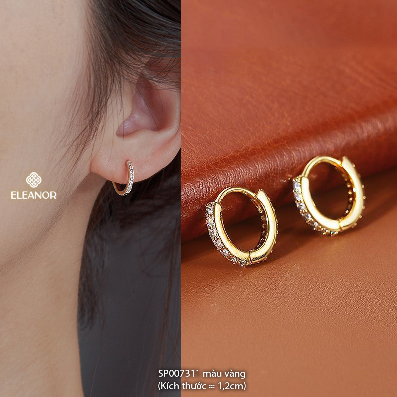 Khuyên tai nữ tròn chuôi bạc 925 Eleanor Accessories đính đá phụ kiện trang sức bông tai basic 7310