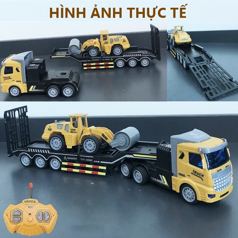 Đồ chơi xe ô tô Container, xe tải, xe cẩu có điều khiển từ xa có đèn và nhạc BBT GLOBAL