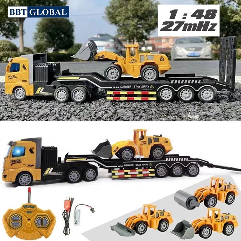 Đồ chơi xe ô tô Container, xe tải, xe cẩu có điều khiển từ xa có đèn và nhạc BBT GLOBAL