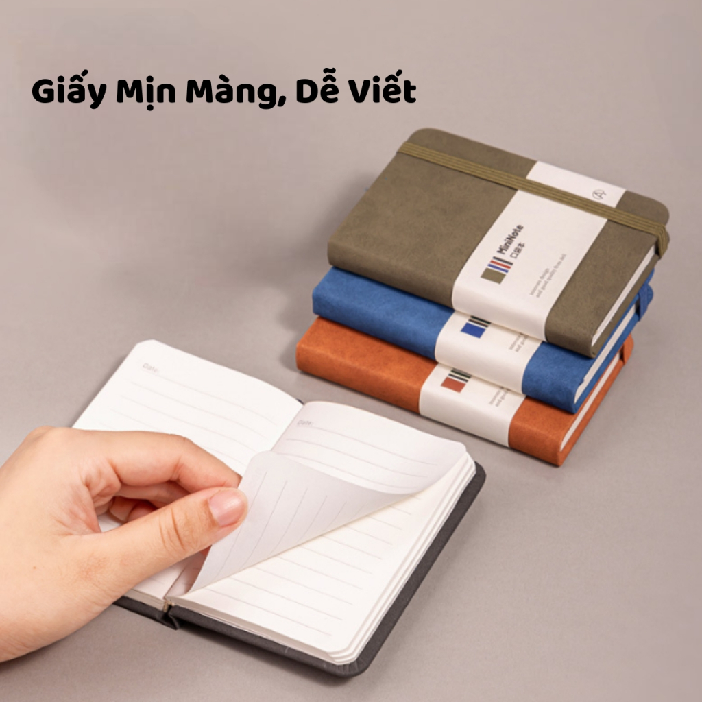 Sổ tay ghi chép mini bìa da PU hoạ tiết đơn giản A5/A6/A7 100 tờ 200 ...