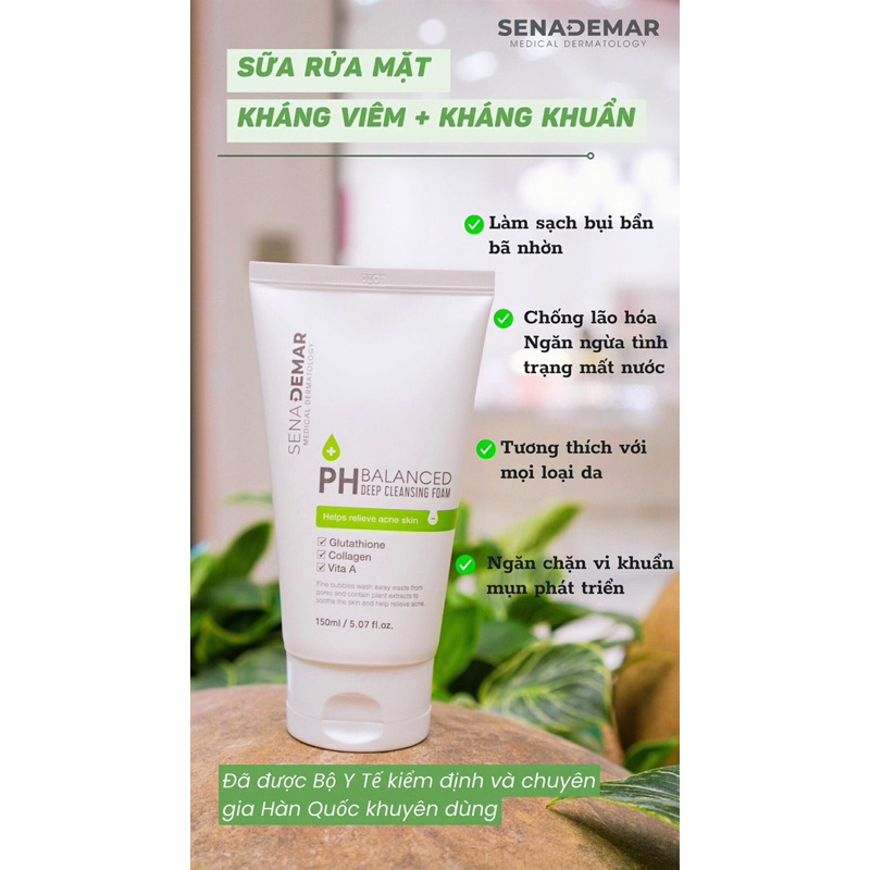 Sữa rửa mặt Sena demar PH balanced deep cleansing foam 150ml - hạn 2028 Hàn Quốc sữa rửa mặt senademar  IS268