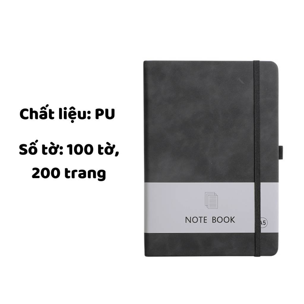 Sổ tay ghi chép mini bìa da PU hoạ tiết đơn giản A5/A6/A7 100 tờ 200 ...