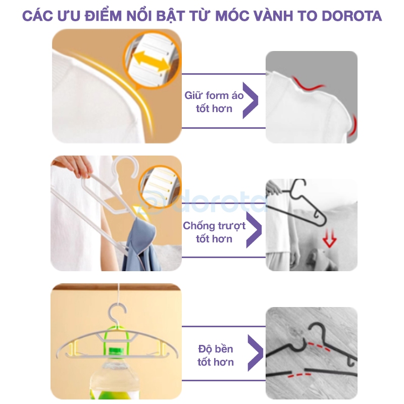 Ảnh Móc treo quần áo cao cấp DOROTA mắc áo phơi ướt không chống trượt rơi đồ AT 2