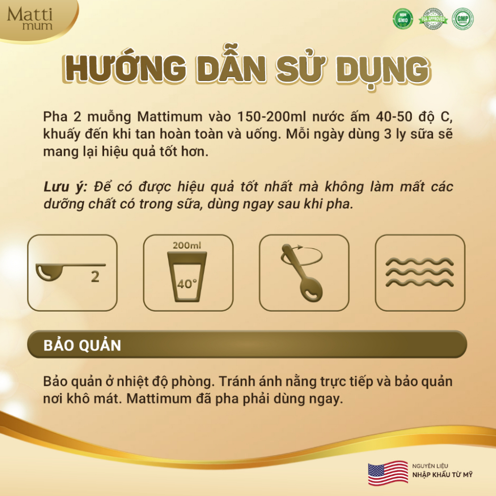 Sữa Matti Mum Sữa Hạt Lợi Sữa 100% Đạm Thực Vật Cho Mẹ Sau Sinh Đạt Chứng Nhận NON-GMO Của Hoa Kỳ Hộp 650g