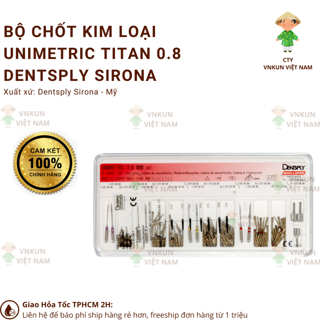 Bộ chốt kim loại Unimetric Titan 0.8 Dentsply Sirona | Shopee Việt Nam