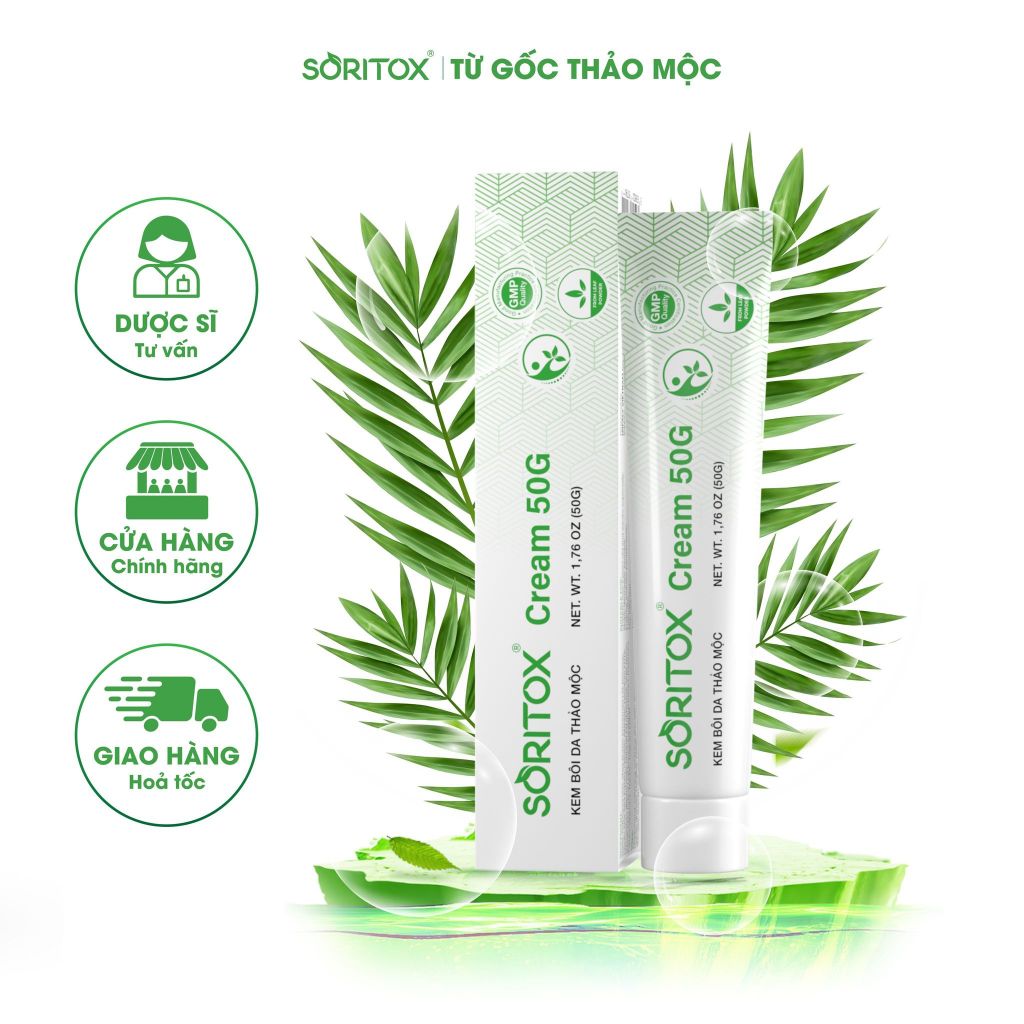 Kem bôi Nấm ngứa, Hắc lào, Lang ben, Á sừng, Vảy nến, Viêm da cơ địa, Chàm da, Hăm da từ thảo mộc - SORITOX CREAM 50GR
