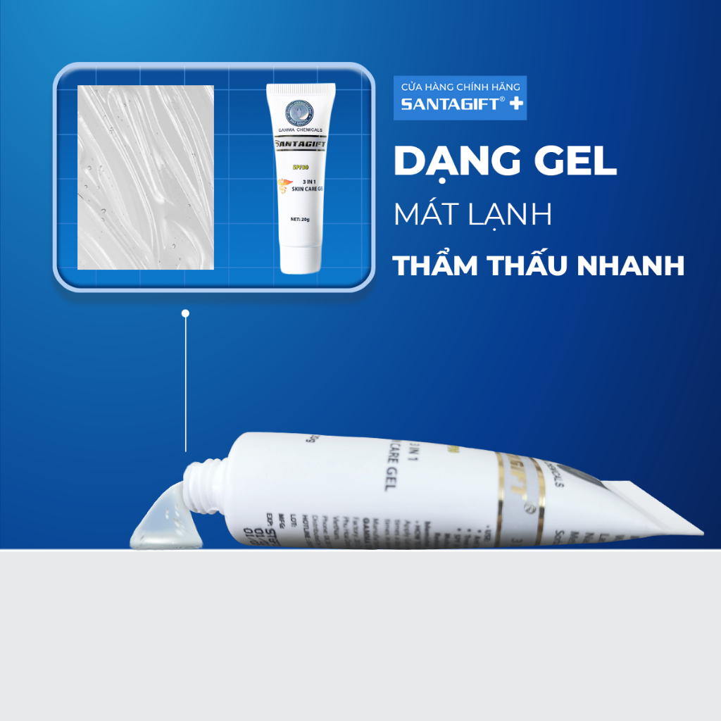 Kem giảm mụn và thâm Gamma SANTAGIFT gel thông thoáng lỗ chân lông 20g