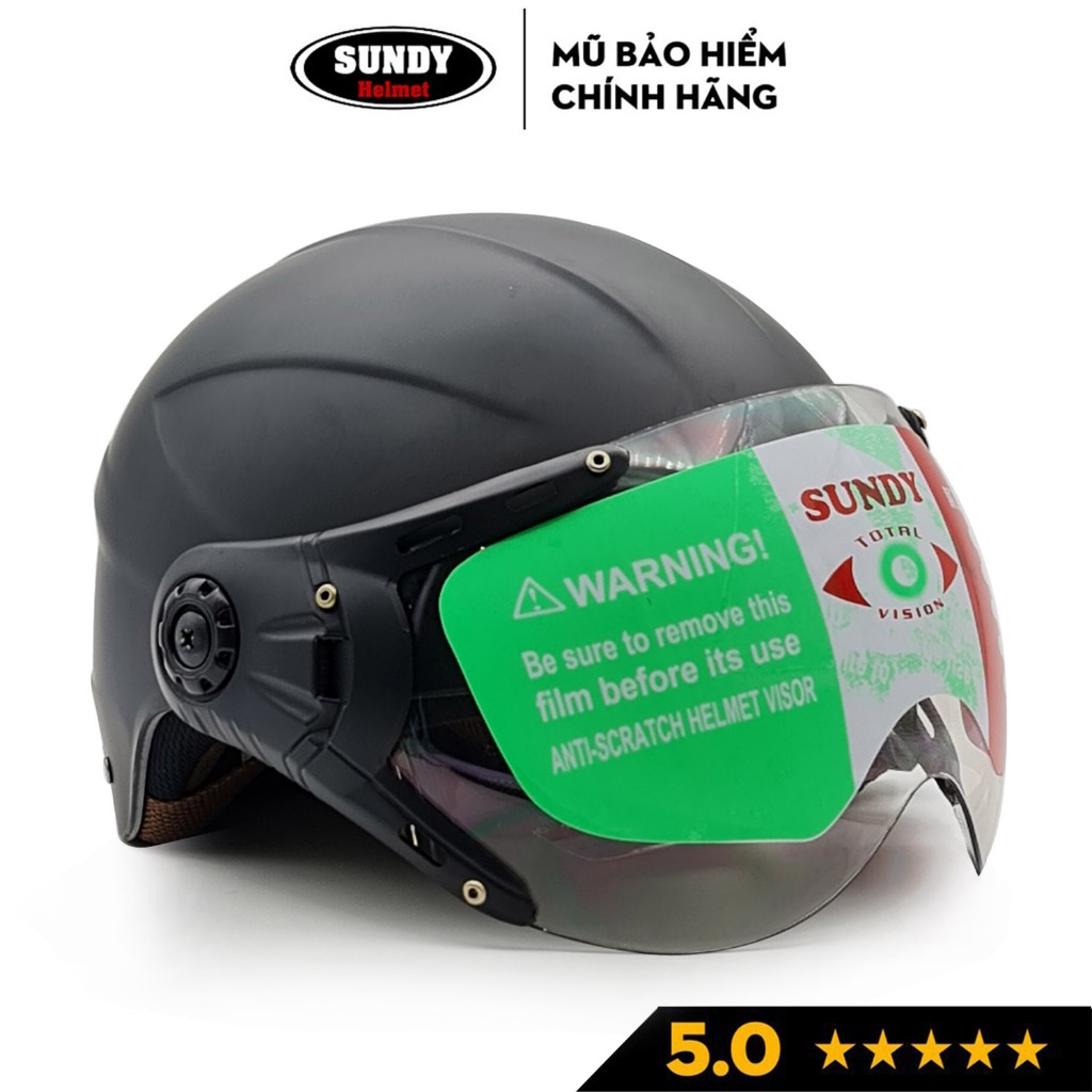 Ảnh Nón bảo hiểm nửa đầu có kính SUNDY Helmets HP06K, Freesize (vòng đầu 57-61cm) cho nam và nữ 1