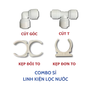 Combo Sỉ Linh Kiện Lọc Nước: Cút Nối, Kẹp Lõi, Van Điện Từ, Van Thải, Van Áp Cao, Van Áp Thấp, Gông Tháo, Gioăng...