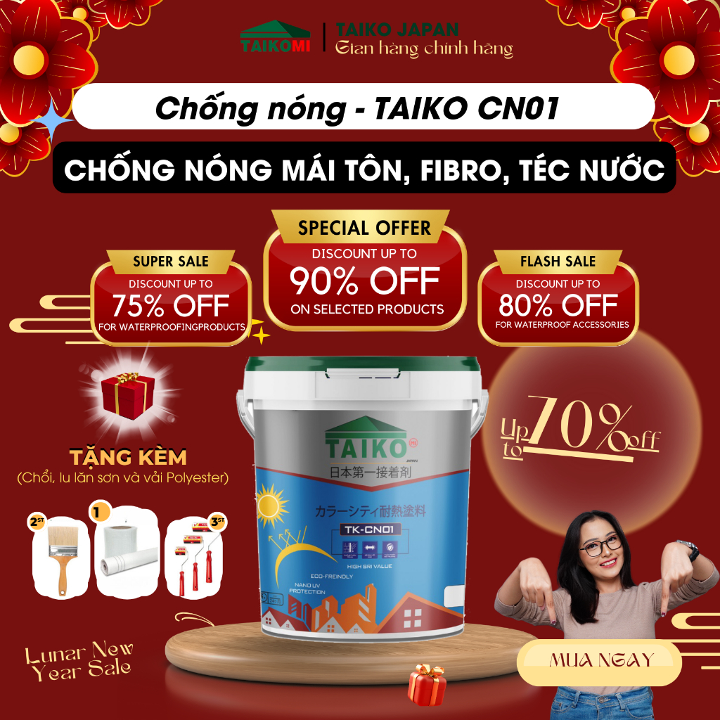 Thùng 1L Sơn Chống Nóng Taiko CN-01/Chống Nóng Mái Tôn,Kim Loại, Tấm ...