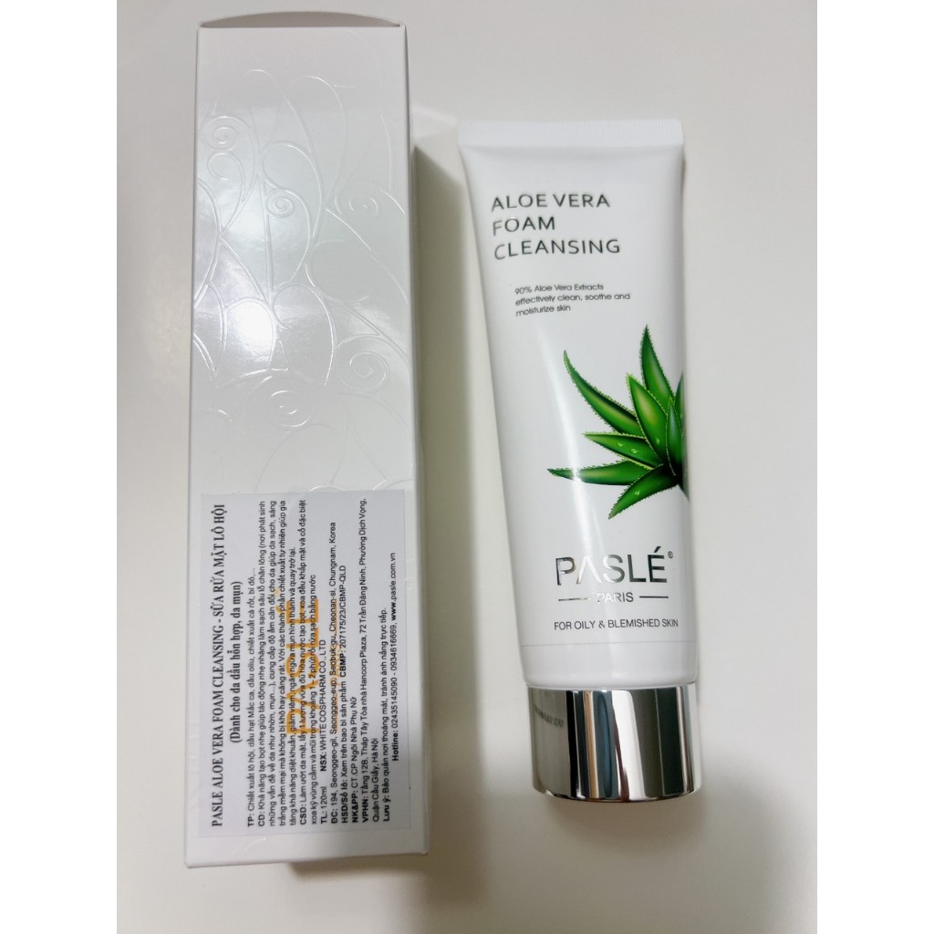 Ảnh SỮA RỬA MẶT LÔ HỘI CHO DA DẦU MỤN PASLÉ ALOEVERA CLEANSING FOAM - 120ML 1