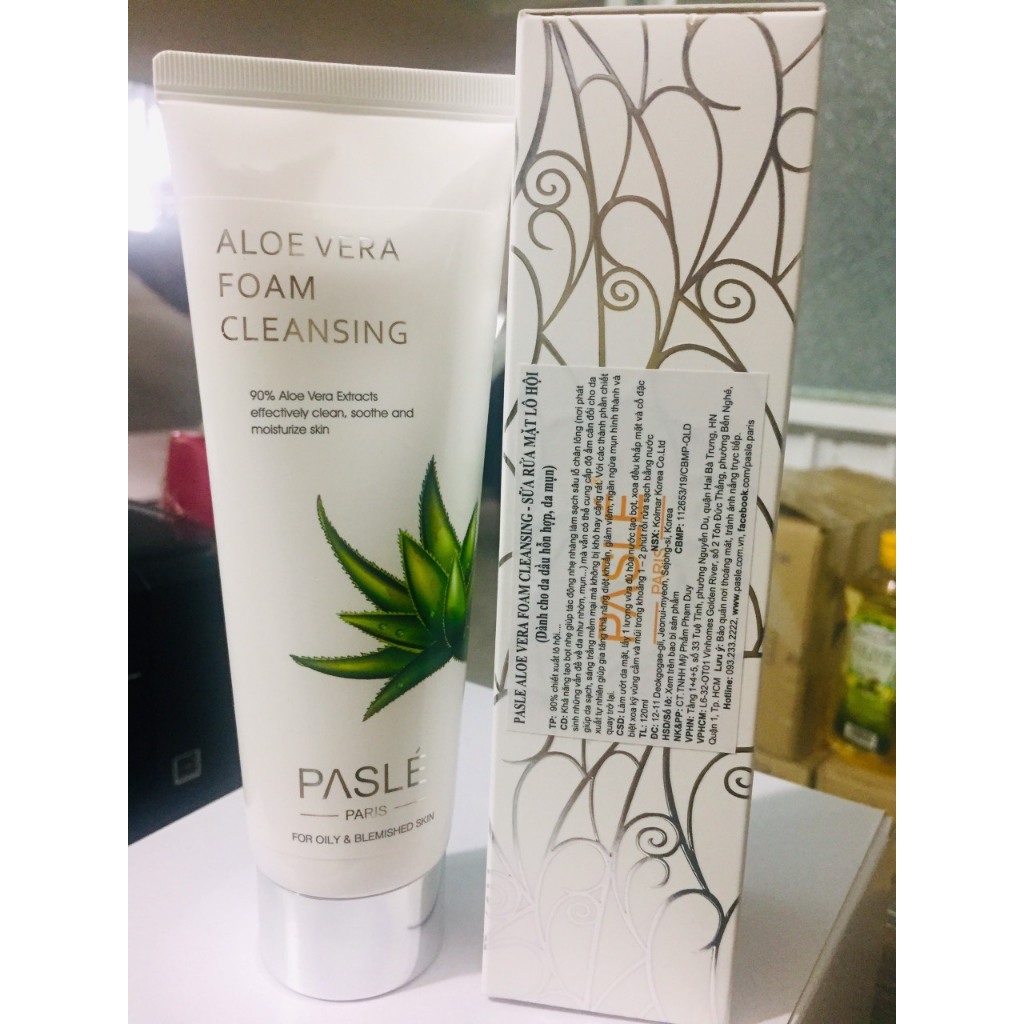 Ảnh SỮA RỬA MẶT LÔ HỘI CHO DA DẦU MỤN PASLÉ ALOEVERA CLEANSING FOAM - 120ML 2