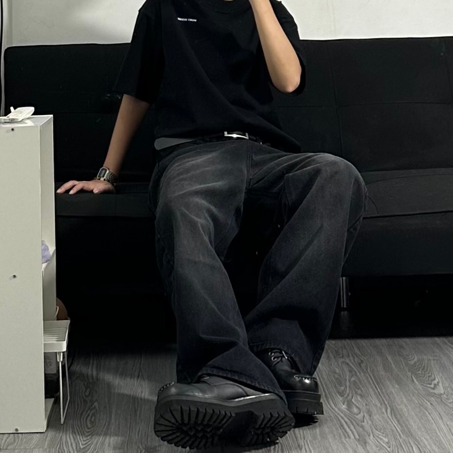 Quần Baggy Denim Màu Đen Wash