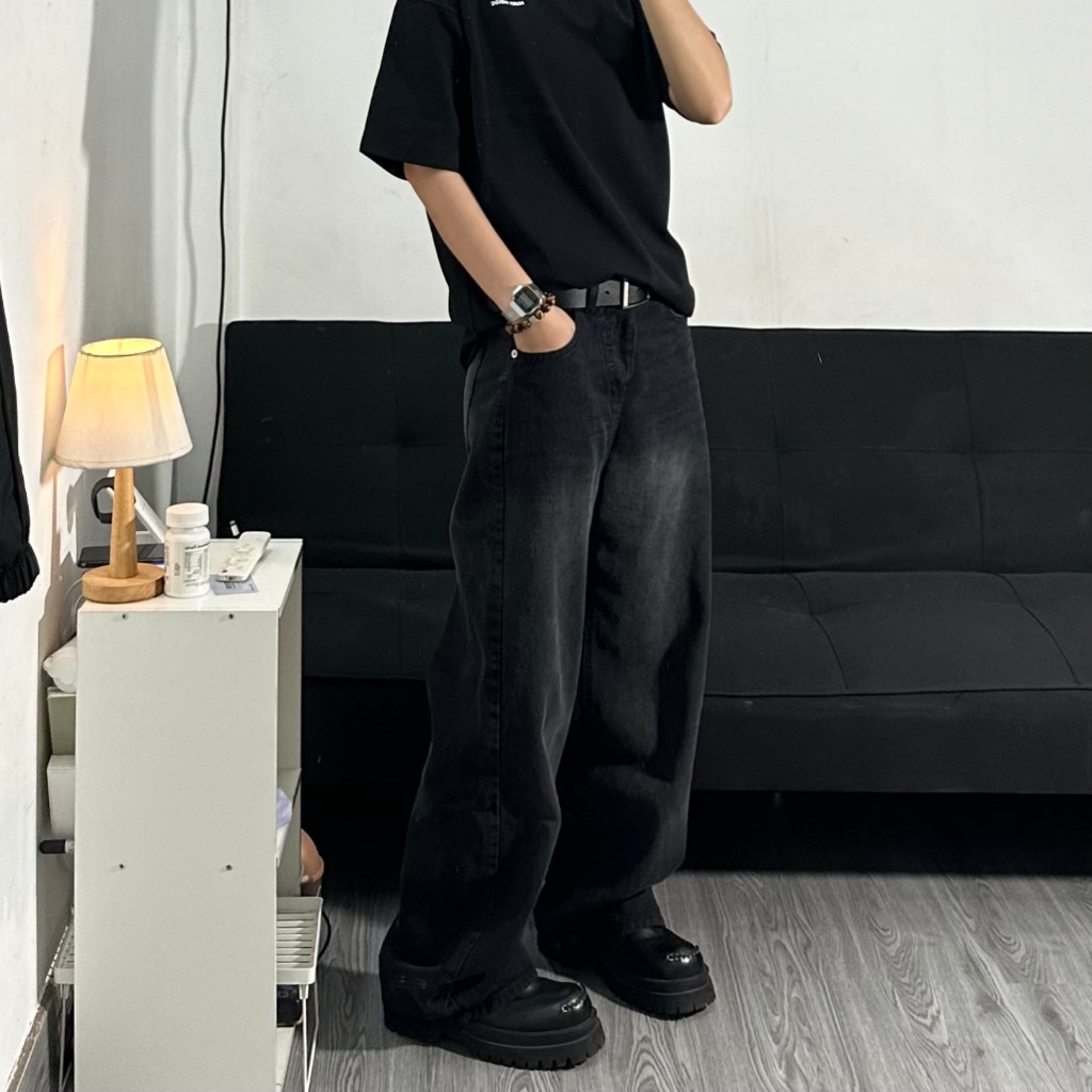 Quần Baggy Denim Màu Đen Wash