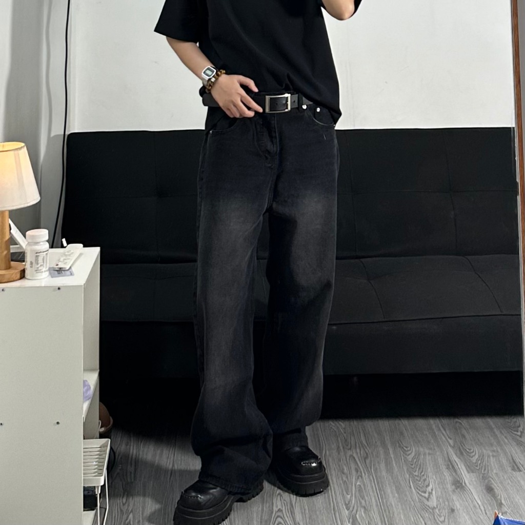 Quần Baggy Denim Màu Đen Wash