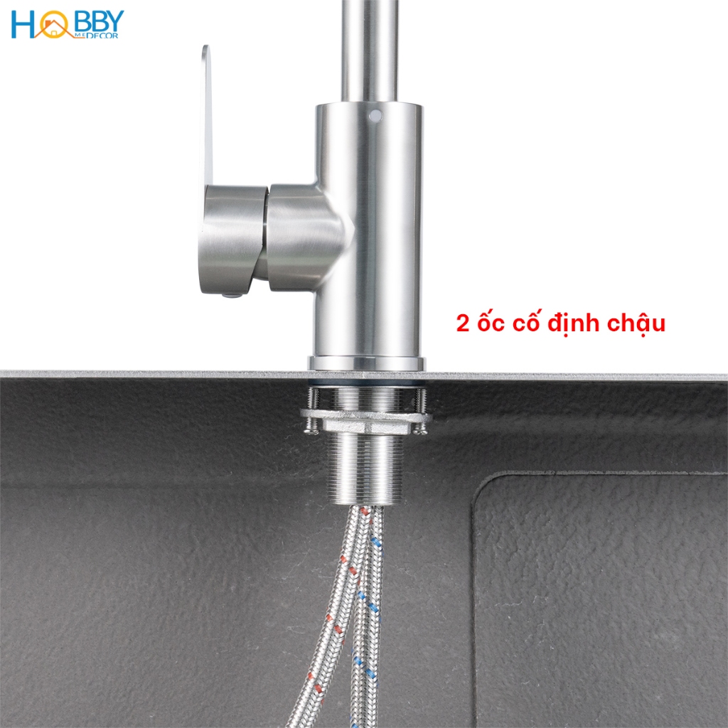 Vòi nước rửa chén bát nóng lạnh inox 304 Hobby Home Decor CRC2