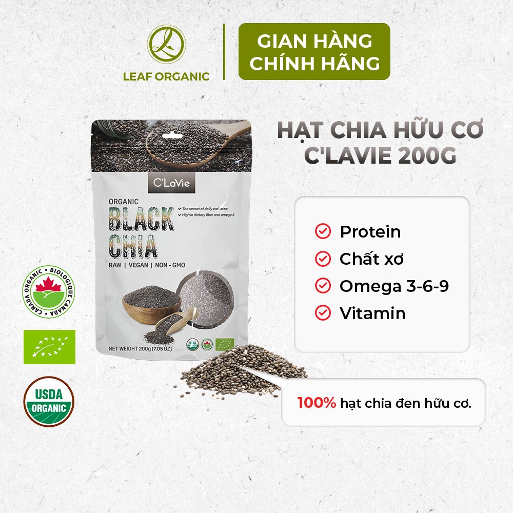 Ảnh Hạt chia đen hữu cơ C'Lavie 200g - Hạt đều, giàu chất xơ, không chứa Cholesterol 2