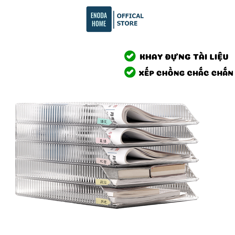 Khay Đựng Tài Liệu ENODA HOME, Khay Nhựa Đựng Đồ Dùng Văn Phòng Có Thể Xếp Chồng P300