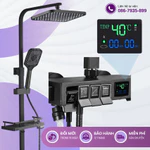 Bộ vòi hoa sen 4 nút bấm Hiển thị nhiệt độ qua màn hình LED thế hệ mới - Màu đen — ảnh 2