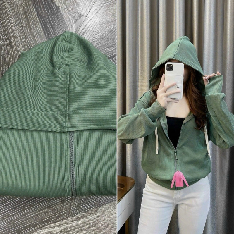 QUỲNH QUỲNH - Áo khoác nữ gân trơn [ Form dài + form rộng ]( 45-65kg),gân tăm dày mềm, 6 túi nón to,túi có khóa kéo -S13