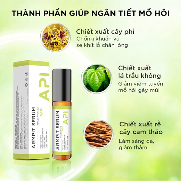 Son nách API, Khử mùi hôi nách API, Lăn khử mùi ngăn tiết mồ hôi 10ml,chính hãng