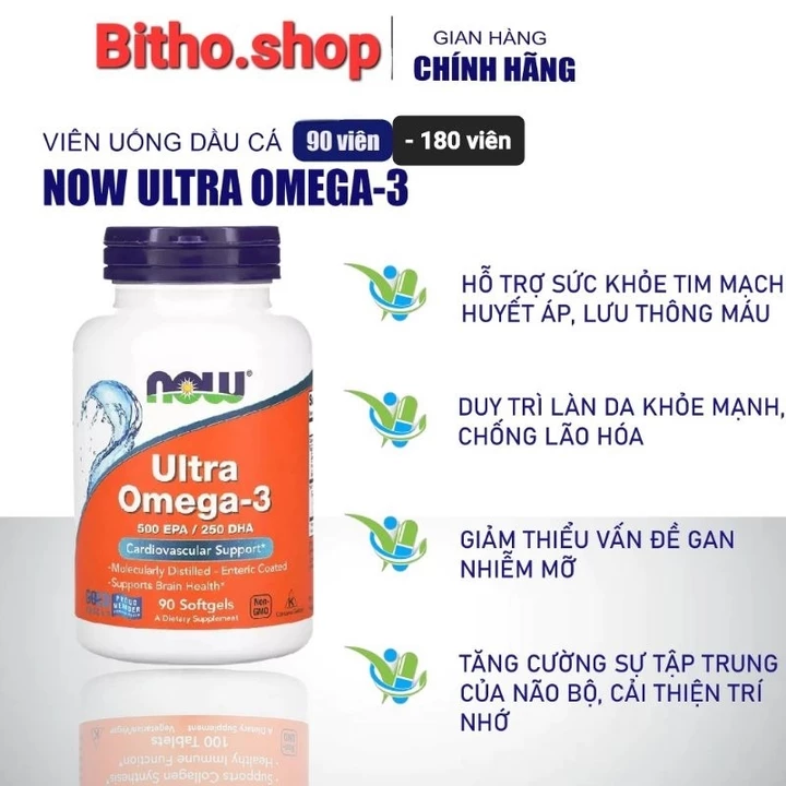 Viên bổ sung Omega-3 Now Ultra Omega-3 fish oil