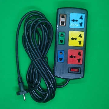Ổ Cắm Kéo Dài Loại 3 Ổ Cắm Đa Năng + 3 Ổ Cắm 2 Chấu + 1 Công Tắc (Có Đèn Báo), Dây 2x1 (3m, 5m) Sino 3S3SKN3, 3S3SKN5