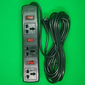 Ổ Cắm Điện Kéo Dài Loại 3 Ổ Cắm Đa Năng + 3 Công Tắc (Có Đèn Báo), Dây 2x0.75 (3m, 5m) Sino 3SKNN3, 3SKNN5