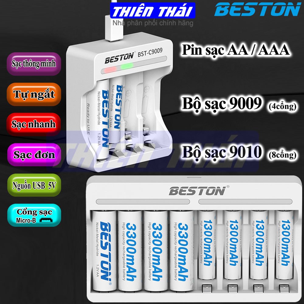 Bộ sạc BESTON C9009/C9010,pin sạc BESTON AA3300mAh,AAA1300mAh,1.2V ...