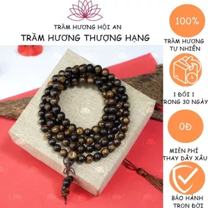 Vòng Tay Trầm Hương(6mm) 108 Hạt Trầm Sánh Chìm - Chuỗi Tràng - Vòng Phong Thủy-Trầm Hương Hội An