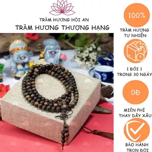Vòng Tay Trầm Hương(8mm) 108 Hạt Trầm Sánh Chìm Việt - Chuỗi Tràng Hạt - Vòng Phong Thủy-Trầm Hương Bình An