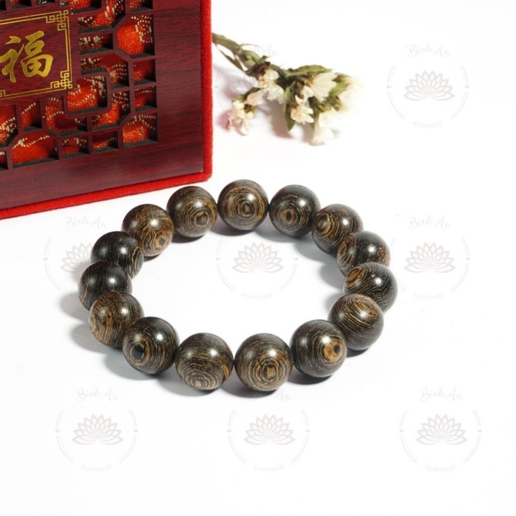 Vòng Tay Trầm Hương nam nữ size 10 ly Tròn Đơn Sánh Chìm -Tự Nhiên - Vòng vô định-  thơm vình viễn.