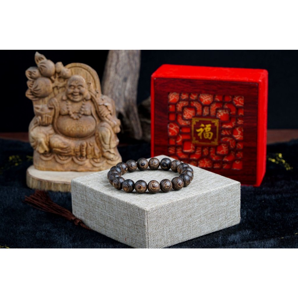 Vòng Tay Trầm Hương nam nữ size 10 ly Tròn Đơn Sánh Chìm -Tự Nhiên - Vòng vô định-  thơm vình viễn.