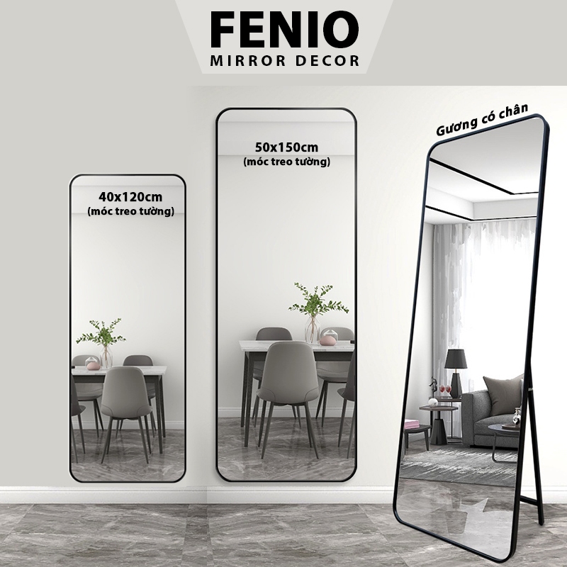Ảnh Gương soi toàn thân FENIO viền hợp kim nhôm hình chữ nhật khung màu đen, vàng, bạc 1